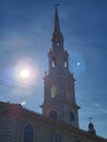 Church Steeple in the Winter Sun Royalty Free Stock Photo