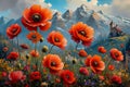 Enchanting Red Poppies: A Vibrant Canvas of Nature\'s Beauty in a