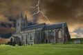 Church in Storm at Sunset Royalty Free Stock Photo