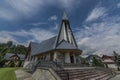 Church in Stromowce Nizne village with blue sky