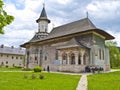 The church of the Sucevita Monastery, Romania, with famous exterior frescoes