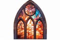 Church Sun stainglass window, Arch Shape.Generative AI Royalty Free Stock Photo