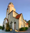 Church at sunset in the city Dobzhen Wielki, Polska