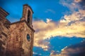 Church sunset light bell tower sky background south italy villa