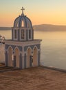 Church at sunset over Caldera, Santorini, Greece Royalty Free Stock Photo