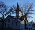 Church With Tall Steeple And Cross Royalty Free Stock Photo