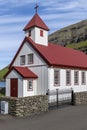 Church at Tjornuvik village in Faroe Islands Royalty Free Stock Photo