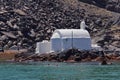 Church to hot volcanic springs, Santorini, Thira Island, Cyclades Islands Royalty Free Stock Photo