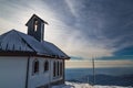 The little chapel on the summit of Matajur in a cold winter day Royalty Free Stock Photo