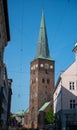 Church Tower of Aarhus Cathedral, vertical shot, Aarhus Denmark Royalty Free Stock Photo