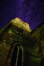 Church tower against a starry sky Royalty Free Stock Photo