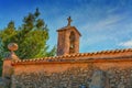 Church tower with bell in Spanish style Royalty Free Stock Photo