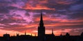 Silhouette of beautiful cityscape of Aberdeen in Scotland.