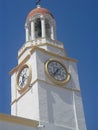 Church tower with clock, Greece Royalty Free Stock Photo