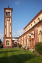 Church Tower. Dark red terra cotta brickwork Royalty Free Stock Photo