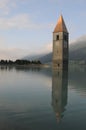 Church Tower Of Graun / Reschenpass Royalty Free Stock Photo