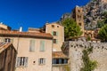 Church Tower And House-Moustiers St Marie,France Royalty Free Stock Photo