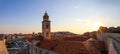 Church tower and red tile rooftops of Old Town Dubrovnik Royalty Free Stock Photo