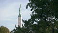 Church tower, restorers, workers, work at height, workers on scaffolding, scaffolding, restoration, past, historic, historic build