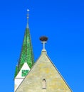 Church tower and stork nest