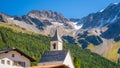 The church tower of Sulden Vinschgau Valley, South Tyrol, Italy