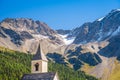 The church tower of Sulden Vinschgau Valley, South Tyrol, Italy Royalty Free Stock Photo
