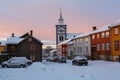 Church in the town Roeros UNESCO World Heritage Site,Norway Royalty Free Stock Photo
