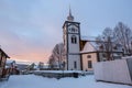 Church in the town Roeros UNESCO World Heritage Site,Norway Royalty Free Stock Photo