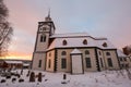 Church in the town Roeros UNESCO World Heritage Site,Norway Royalty Free Stock Photo