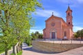 Church on town square in Piedmont, Italy. Royalty Free Stock Photo