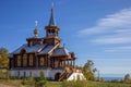 Church of the Transfiguration of the Lord in the Baikal Port in autumn, Russia