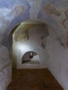 Church of the Transfiguration of the Savior, passage through the arched gallery on the upper tier. Painting of ceilings and walls