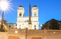 The church of Trinita dei Monti at night, Rome, Italy. Royalty Free Stock Photo