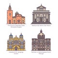 Set of churches and cathedral, basilica of Europe