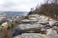 Church under Tisa rocks or Tisa walls in western Bohemian Switzerland, part of the Elbe Sandstone Rocks