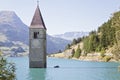 Church under water. Drowned village