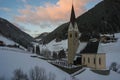 church of val di mezzo at sunrise in southtyrol Royalty Free Stock Photo