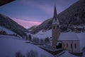 church of val di mezzo at sunrise in southtyrol Royalty Free Stock Photo