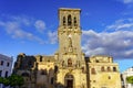 Church of a very unique style in the main square of the village of Arcos de la Frontera in Cadiz, Spain. Royalty Free Stock Photo