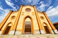 church in the villa cortese closed brick tower sidewalk i