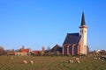 Church in a village at sunset Royalty Free Stock Photo