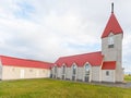 The church of town of Svalbardseyri in Eyjafjordur in north Iceland