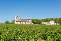 Margaux, France. Church and vineyards near Bordeaux