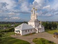 Church of Virgin Hodegetria in sunny day, Vyazma, Smolensk region, Russia. Drone shooting