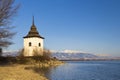 Church of Virgin Mary in Havranok and lake Liptovska Mara, district Liptovsky Mikulas, Slovakia Royalty Free Stock Photo