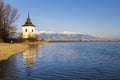 Church of Virgin Mary in Havranok and lake Liptovska Mara, district Liptovsky Mikulas, Slovakia Royalty Free Stock Photo