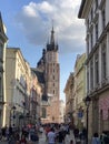 Church of the Virgin Mary (Kosciol Mariacki) in Krakow, street view Royalty Free Stock Photo