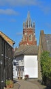 Church walk St Neots with the tower of the United Reform Church.