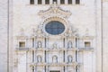 Church wall with round window in Girona Royalty Free Stock Photo