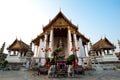 Church of wat sutat in front perspective under the clear sky, Bangkok, Thailand